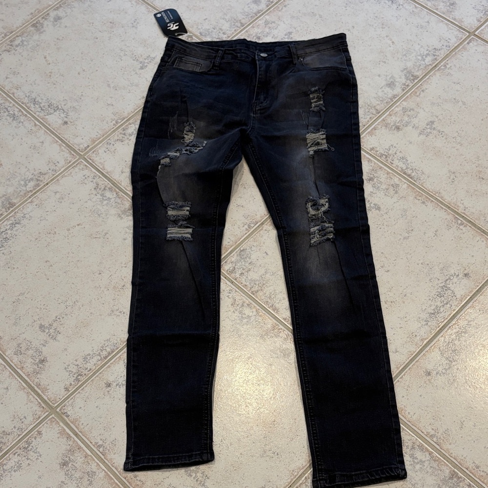 Men's Distressed dark, gray Skinny Jeans